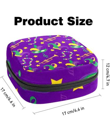 Portable Mardi Gras Carnival Bandage & Menstrual Cup Storage Bag for Women & Teens - Stylish Zipper Pocket - Buy Online on GoSupps.com