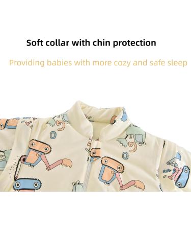 Chilsuessy Baby Sleeping Bag 2.5 Tog with Detachable Sleeves | Winter Wearable Blanket for Toddler | Cartoon Excavator Design | 3-6 Months - Buy Online on GoSupps.com