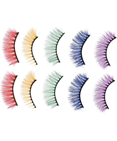 FRCOLOR 10 Pairs Fake Eyelashes Halloween Makeup Eyelashes Strip Lashes Colorful Fake Eyelash Lashes with Color Halloween Party Fake Eyelash Baby Make up 3d Imitation - Buy Online on GoSupps.com