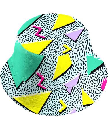 Retro 80s 90s Bucket Hat for Women and Men | Vintage Geometric Style Fisherman Cap - Buy Online on GoSupps.com