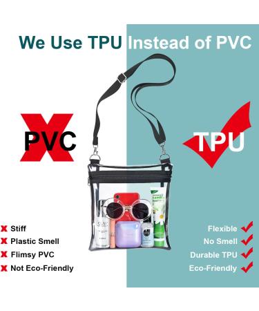 Clear Stadium Approved Crossbody Bag - Transparent PVC Messenger Purse for Concerts & Events - Buy Online on GoSupps.com
