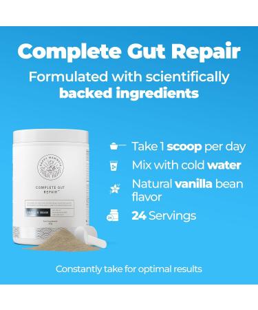 Happy Mammoth Complete Gut Repair Probiotic Prebiotic Fiber & Collagen Supplement for Gut Health Digestion Healthy Gut Microbiome Reduces Constipation & Bloating 24 Servings Vanilla Flavor - Buy Online on GoSupps.com