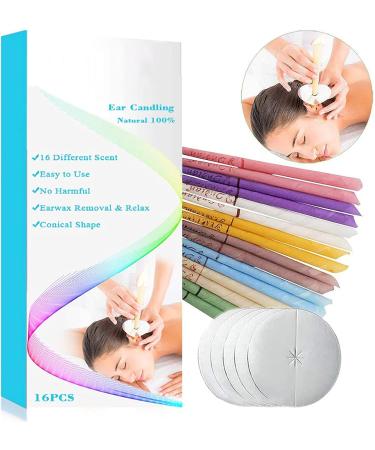 16 Pieces Natural Beeswax Ear Candles - Ear Wax Removal with Ear Cups & Protective Panes (8 Colors) - Buy Online on GoSupps.com
