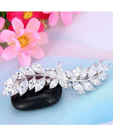 EVER FAITH CZ Marquise Hibiscus Flower Hair Barrette Clip | Silver-Tone - Buy Online on GoSupps.com