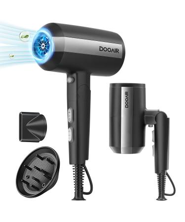 Professional Ionic Hair Dryer with Diffuser  DOOAIR Blow Dryer  Magnetic Powerful Fast Dry 1875W 3 Heating/2 Speed/Cold Settings Diffuser Hair Dryer Blue-Black