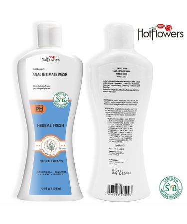 HOT FLOWERS Herbal Fresh Unisex Anal Intimate Wash - pH Balanced, Vegan Certified - 4.4 oz - Proctologist Tested - Buy Online on GoSupps.com