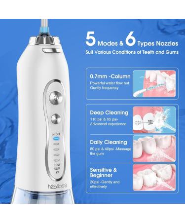 Portable Water Dental Flosser - 5 Modes 6 Tips Rechargeable & Travel-Friendly | Global Shipping Available - Buy Online on GoSupps.com