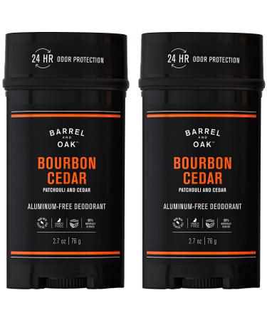 Barrel and Oak - Aluminum-Free Deodorant, Deodorant for Men, Essential Oil-Based Scent, 24-Hour Odor Protection, Cedarwood & Bourbon Aroma, Gentle on Sensitive Skin (Bourbon Cedar, 2.7 oz, 2-Pack)
