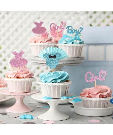 UXYOKM 24Pcs Boy or Girl Cupcake Toppers Blue Pink Glitter Gender Reveal Cupcake Picks Baby Shower Birthday Party Cake Decorations Supplies - Buy Online on GoSupps.com