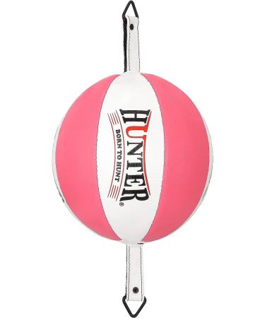 HUNTER Double End Speed Ball Bag Cowhide Leather Boxing MMA Training - White & Pink - Buy Online on GoSupps.com