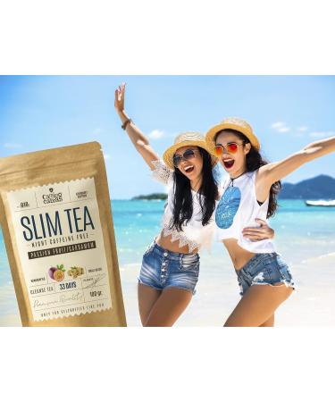 SLIM TEA Night Time Detox Tea 100g - Caffeine-Free Herbal Infusion for Bloating Relief, Gut Health, and Weight Loss - Rooibos Fennel Star Anise Cardamom Dandelion Root Passion Fruit Blend - Buy Online on GoSupps.com