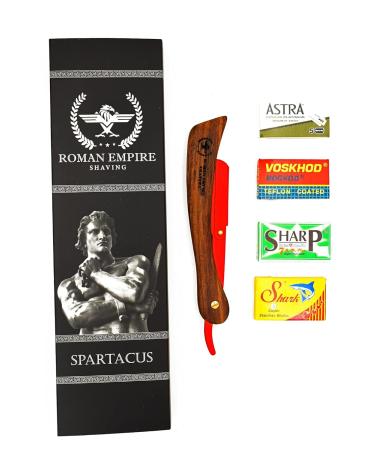 ROMAN EMPIRE SHAVING Spartacus Straight Razor - Professional Barber Set with 20 Astra Shark and Voskhod Blades - Buy Online on GoSupps.com