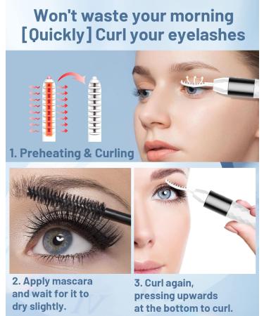 USB Rechargeable Heated Eyelash Curler with Comb | Electric Eye Lash Curler - White - Buy Online on GoSupps.com