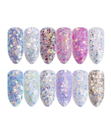 Leeqbcr Nail Art Sequins - 1 Box of 12 Grille Accessories for DIY Nail Art Decoration & Crafts - Buy Online on GoSupps.com