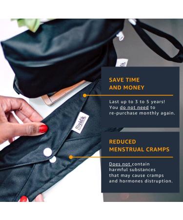 HighOh Overnight Long Reusable Bamboo Menstrual Pads - Set of 4 Heavy Flow Pads with Wetbag - Buy Online on GoSupps.com