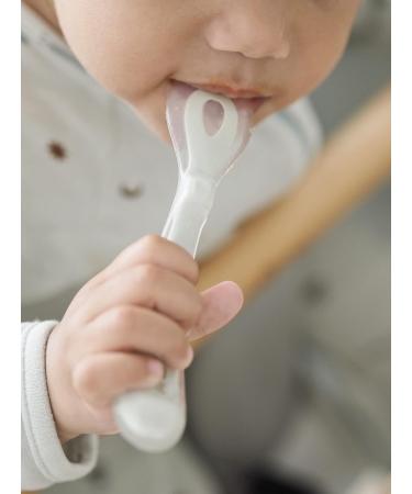 Beaba Set of 4 Silicone Weaning Spoons | Stage 1 | Soft Rounded Tip | Long Ergonomic Handle | Grey - Buy Online on GoSupps.com