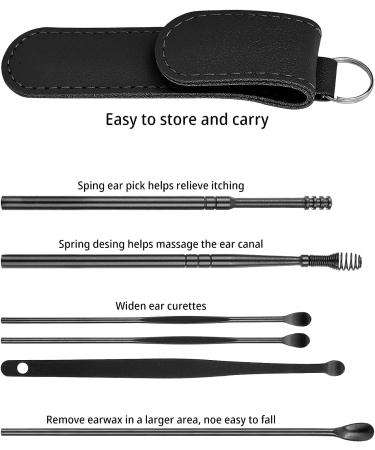 6 Pcs Ear Wax Removal Kit - Ear Pick Earwax Removal Tool - Ear Cleaning Kit - Black - Buy Online on GoSupps.com