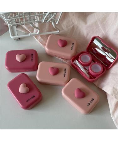 Portable 3D Hearts Contact Lens Cases - 4 Pack Travel Kit with Tweezers & Solution Bottle for Outdoor Use - Assorted Colors - Buy Online on GoSupps.com