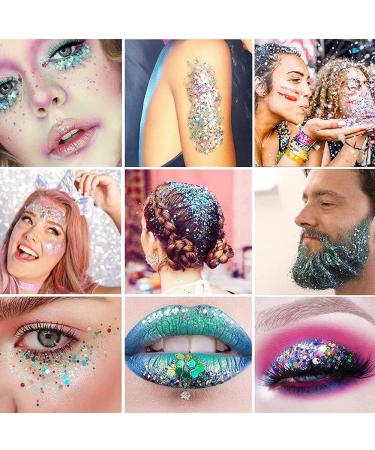 12 Colors Glitter Set | Fluorescent & Holographic Sequins for Festival Decor Crafting & Nail Art - 96g Total - Buy Online on GoSupps.com
