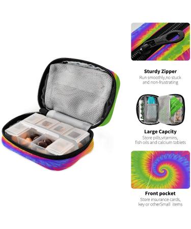 Weekly 7 Day Pill Case Bag - Travel Pill Organizer with 8 Small Pill Boxes | Colorful Tie Dye Design - Buy Online on GoSupps.com