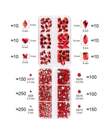 Noverlife 1000PCS Flatback Nail Art Rhinestones Gems - Multi Sizes Crystals with Wax Pen for Nail Design - Sparkle Nail Beads for Art & Crafts - Makeup & Dressup - Nail Decoration Ruby - Buy Online on GoSupps.com