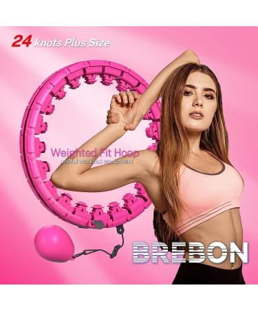 Brebon Weighted Hoola Exercise Fit Hoops Plus Size - 2 in 1 Weight Loss & Abdomen Fitness Equipment - 24 Detachable Knots - Adjustable Auto-Spinning Ball - Pink - Buy Online on GoSupps.com