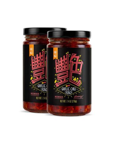 BOILING POINT Garlic Chili Crunch, Spicy and Crunchy Asian Cooking Sauce, Crispy Dipping Sauce, Hot Seasoning Condiment for Making Mapo Tofu, Pork Belly, Ribs, and Vegetables, 7.4 oz.(Pack of 2)