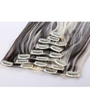 Clip-In Hair Extensions - 8 Tresses 18 Clips 60cm Wavy Dark Brown & Bleach Blonde Synthetic Hair Full Head Coverage - Buy Online on GoSupps.com