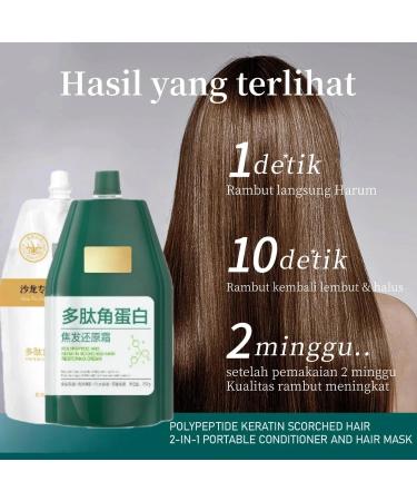 2 In 1 Portable Hair Conditioner Mask Keratin Hair Mask 2 Pcs Peptide Deep Conditioner Treatment For Damaged Dry Color Treated Hair Intensive Repair & Hydration - Buy Online on GoSupps.com