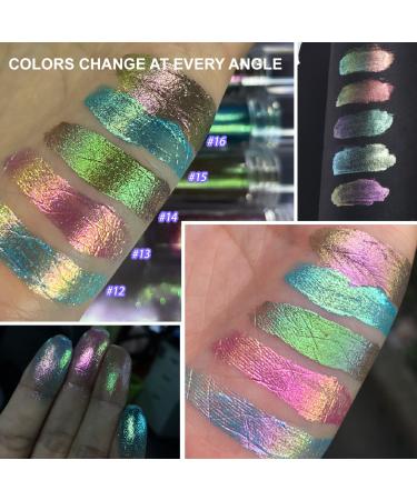 Afflano Liquid Eyeshadow - Multichrome Glitter Eye Shadow Makeup | Color Changing Holographic Blue Green Gold #15 | Long-Lasting Sparkling Formula for Stunning Eyes - Buy Online on GoSupps.com