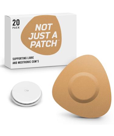 Not Just A Patch CGM Sensor Patches for Freestyle Libre and Medtronic Sensors (20 Pack) - Durable Protection for 10-14 Days - Pre-Cut Freestyle Libre 2 Sensor Covers in Beige Tan