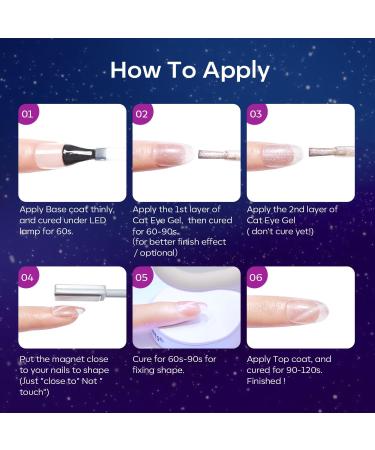 Modelones Gel Nail Polish 6 Colors Cat Eye Black Purple Blue Glitter Gel Polish Fall Winter Dark Blue Nail Gel with Magnet Soak Off Led Nail Art DIY Salon Gifts For Women Girl Black Dark Blue - Buy Online on GoSupps.com