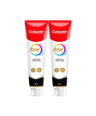 Colgate Total Charcoal Deep Clean Toothpaste 150 gm/5.2 OZ Charcoal Deep Clean Combo Pack Whole Mouth Health Tooth Paste with 12-Hour Protection Pack of 2