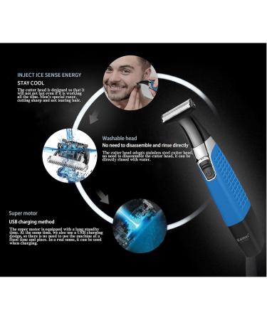 KEMEI Electric Razor & Beard Trimmer - Waterproof Cordless USB Rechargeable Groomer for Men & Women - Eyebrow Beard Facial & Body Hair Removal - Blue - Buy Online on GoSupps.com