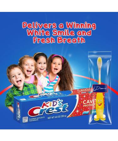 Fluoride Kids Toothpaste 4.6 oz - Cavity Protection Sparkle Fun Flavor & Doomi Smiley Suction Toothbrush - Buy in Bulk Online - Buy Online on GoSupps.com
