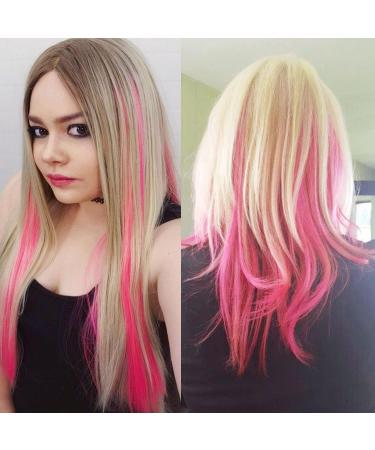 Rhyme 9PCS 21 Colored Clip in Hair Extensions - Pink Highlights for Women and Girls | Clip in Pink Hair Extensions for Party | Pink Hair Clips - Buy Online on GoSupps.com