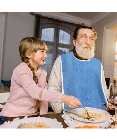 Terry Cloth Bibs - 5 Dining Clothing Protectors - Terry Bib Cloth Protector Washable and Reusable Bibs Clothing Protectors for Elderly Seniors - Buy Online on GoSupps.com
