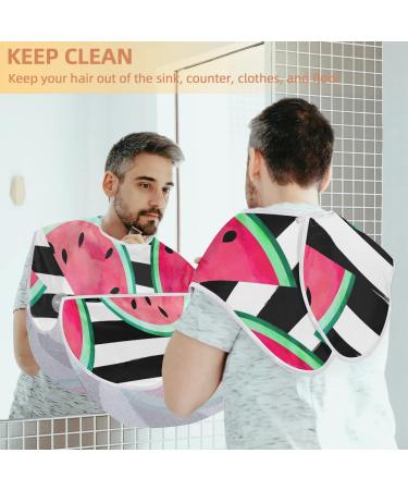Watermelon Stripe Beard Bib - Waterproof Hair Catcher Apron for Men Non-Stick Grooming Cape with Suction Cups Perfect Gift for Shaving & Trimming - Buy Online on GoSupps.com