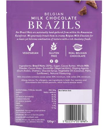  Forest Feast FOREST FEAST Belgian Milk Chocolate with Brazil Nuts 8 x 120g | Natural gluten-free snack coated in milk chocolate high protein whole Brazil nuts - Buy Online on GoSupps.com