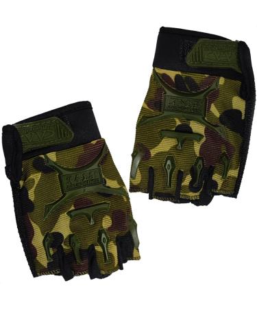 Half Finger Children's Motorcycle Gloves - Military Sports Half Gloves Cycling Gloves Small Military Kids Exercise Gloves Skating Gloves - Bike Gloves Workout Gloves Skateboarding Accessories LIGHTNIN