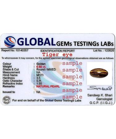 RRVGEM 14.25 Ratti To 15.00 Ratti Natural Earth Mined Tiger Eye/Tiger Stone/Tiger's Eye Gemstone Natural Certified Loose Chitti Stone For Men And Women By Lab - Certified Gemstone Tiger's Eye - Buy Online on GoSupps.com