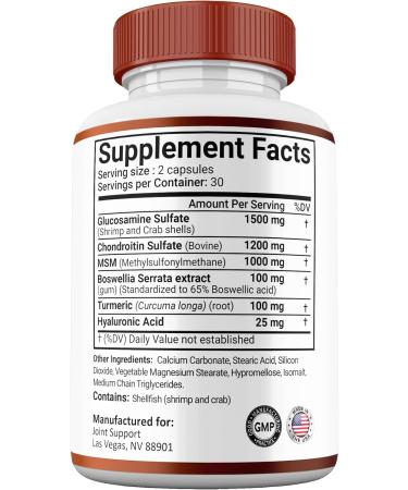 Shark Labs (5 Pack) Joint Support Capsules All Natural Premium Formula Maximum Strength Vitamin Joint Support Supplement Pills - Buy Online on GoSupps.com