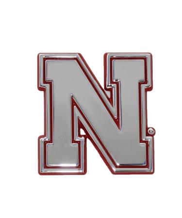University of Nebraska METAL Auto Emblem with Red Trim (Iron N)