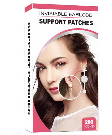 Clear Earring Support Patches - Ear Care Products for Torn or Stretched Earlobes - Protect Healthy Earlobes from Tearing (200 Pieces)