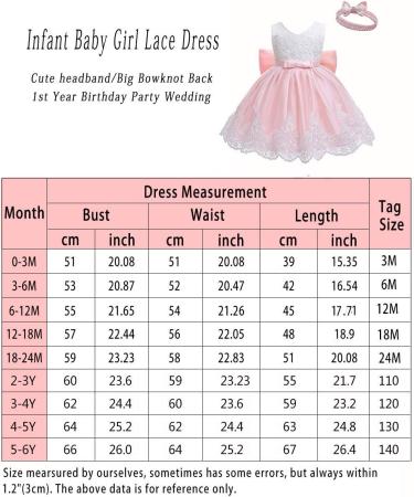 LZH Baby Girls Lace Dress 0-24 Months & 5-6 Years | Bowknot Flower Wedding Pageant Baptism Christening Tutu Gown in Baby Pink - Buy Online on GoSupps.com