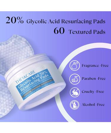 Glycolic Acid Pads 20% AHA - Exfoliating Pads for Face & Body | Reduce Dark Spots & Fine Lines | Enriched with Vitamins B5 C & E - 60 Pads - Buy Online on GoSupps.com