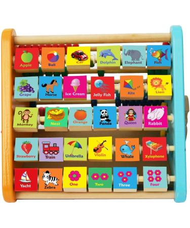 Towo Wooden Toy Motor Play Center - Educational Learning Toys for Toddlers 1 Year | Abacus Letters Numbers & Colors | Perfect Birthday Gift - Buy Online on GoSupps.com