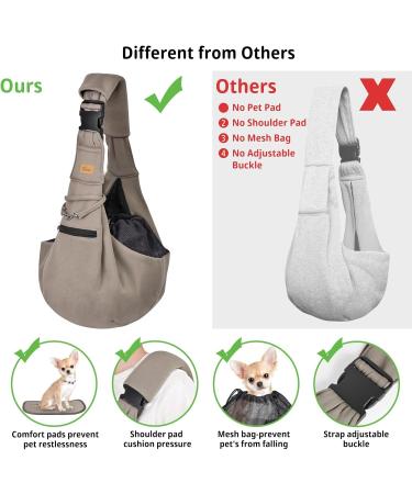 Cuby Adjustable Dog & Cat Sling Carrier - Travel Pet Bag with Foot Cushion for Little Pets - Brown - Buy Online on GoSupps.com