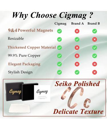 Cigmag Copper Magnetic Bracelet for Women - Adjustable Pure Copper Brazaletes Cuff Bangle in Gift Box (Copper Flower) - Buy Online on GoSupps.com