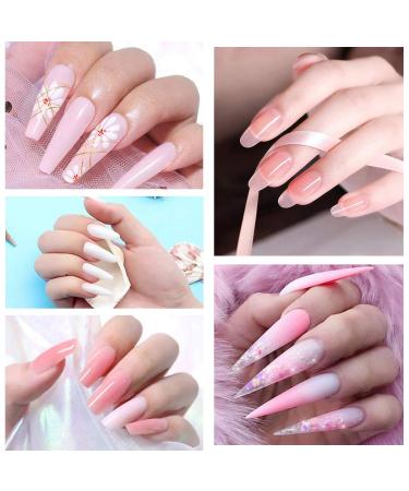 Topdirect 8 Colors Nail Gel Set - 30ml UV Poly Nail Polish with Base Coat Slip Solution Brush & 100 Tips for Perfect Pink Nail Design - International Shipping Available - Buy Online on GoSupps.com